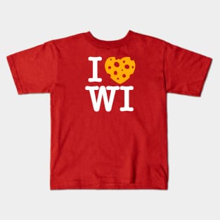 I Love Wisconsin - Madison Red Background Kids T-Shirt